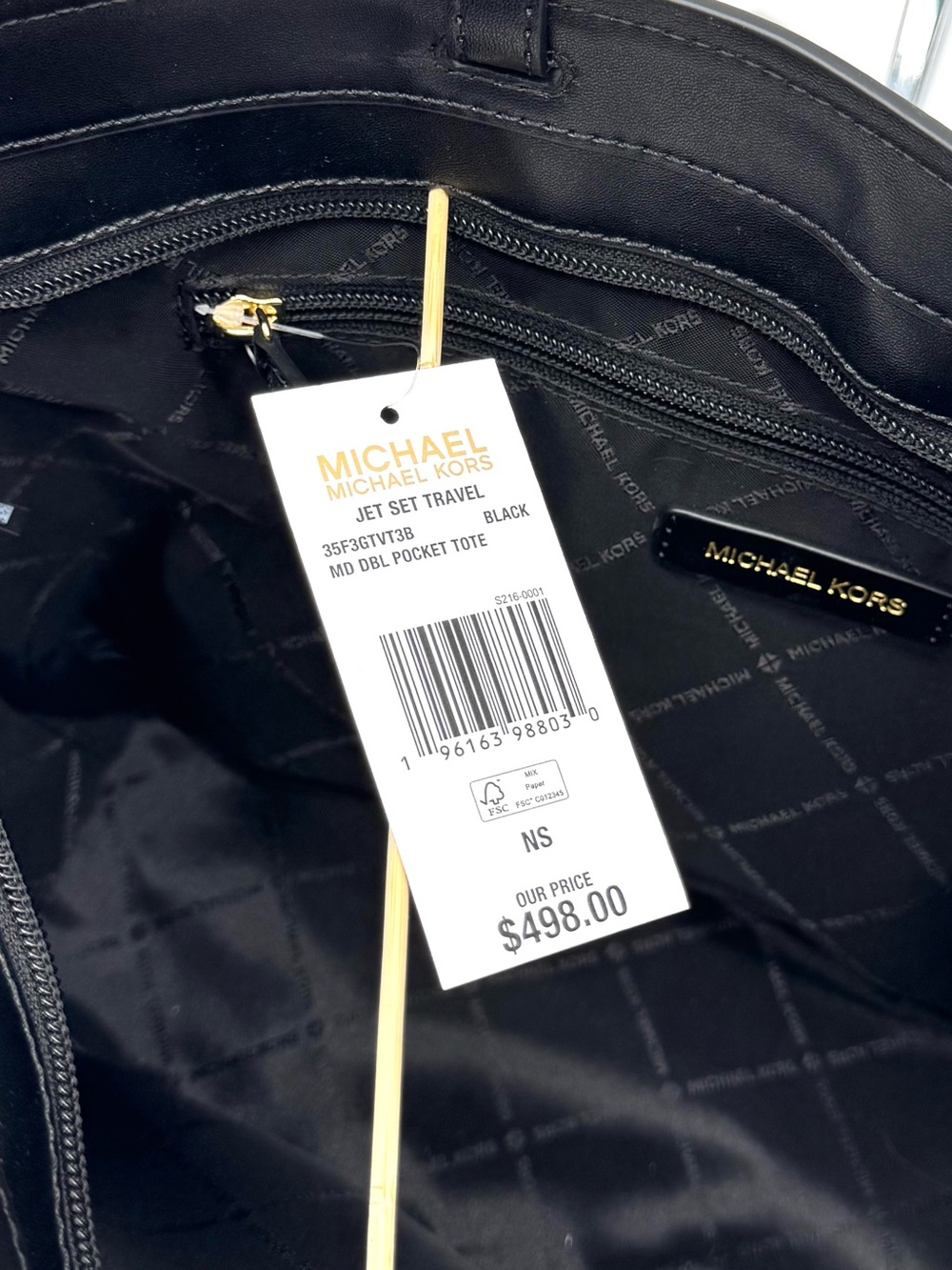 Michael Kors Jet Set Medium Pocket Tote Bag Black Multi - Picture 10 of 10
